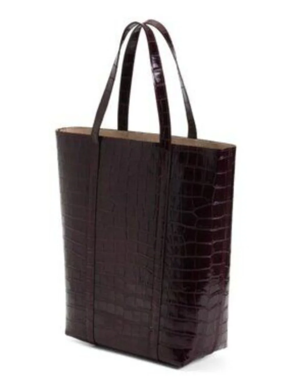 PRATESI Made In Italy Leather Nortyh South Structured Crocodile Tote